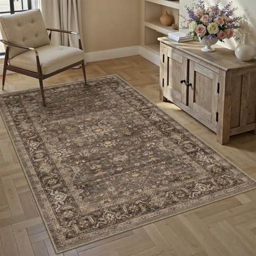 4x6 Dark Brown Vintage Area Rug - Image 3