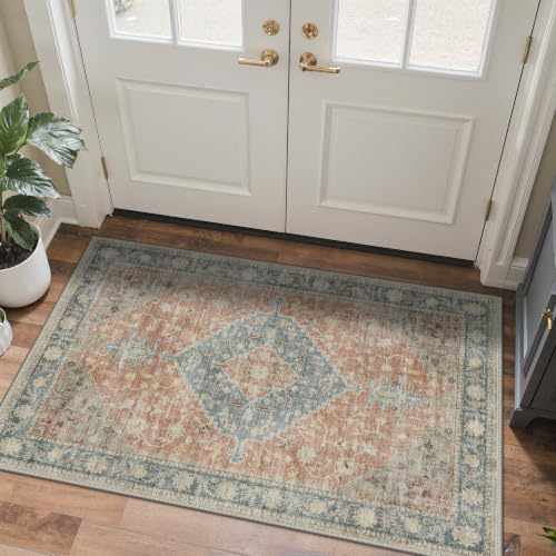 GENIMO Indoor Outdoor Rug, Washable for Patio and Deck, Aqua Coral, 3x5 by GENIMO