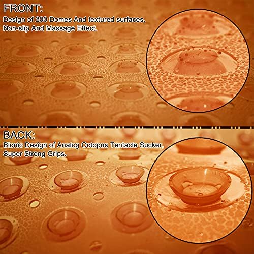 TEESHLY Bathtub Mats for Shower Tub, Extra Long Non-Slip 39 x 16 Inch Bath Mat with Drain Holes and Suction Cups, BathMat for Bathroom with Machine Washable (Clear Brown) - Image 3