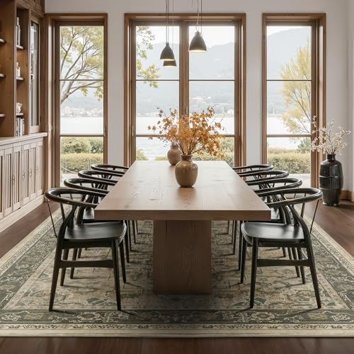 Large Area Rugs 10x12, Living Room Bedroom Carpet Extra Large Size Washable Non Slip, Vintage Distressed Medallio Low Pile Thin Rug for Big Dining Room, Multi Brown/Olive - Image 3
