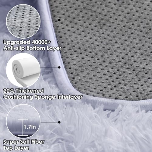 White Runner Rugs for Bedroom Living Room, Fluffy 2x6 Bedside Soft Area Rug - Image 3