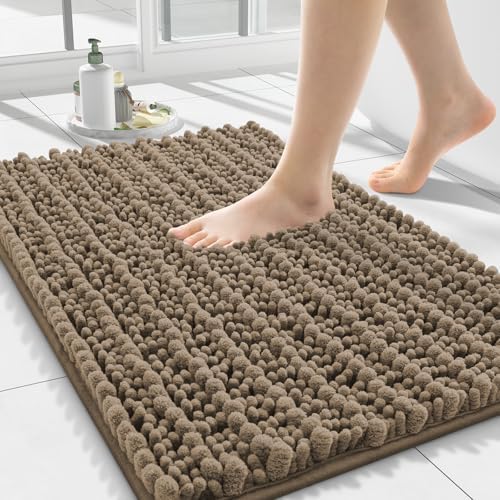 Smiry Bathroom Rugs 24X16, Extra Soft Rubber Backing Chenille Bath Mats by Smiry