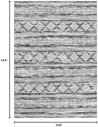 Tortania Area Rug Living Room Rugs - 10x12 Washable Large Soft Neutral Boho Moroccan Bohemian Farmhouse Rug Indoor Floor Carpet for Bedroom Under Dining Table Home Office Decor - Black White - Image 2