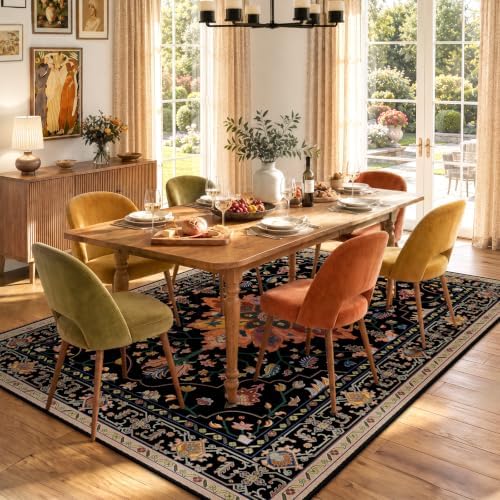 RELEANY Washable Area Rug, 5'x7', Black/Colorful - Image 2