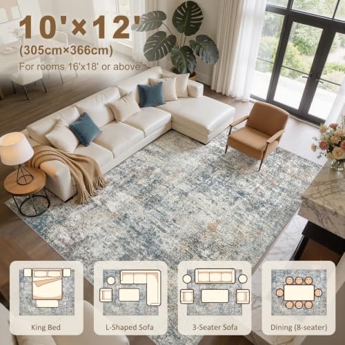 kakania Washable 10x12 Area Rug for Living Room: Abstract Modern Home Decor - Image 2