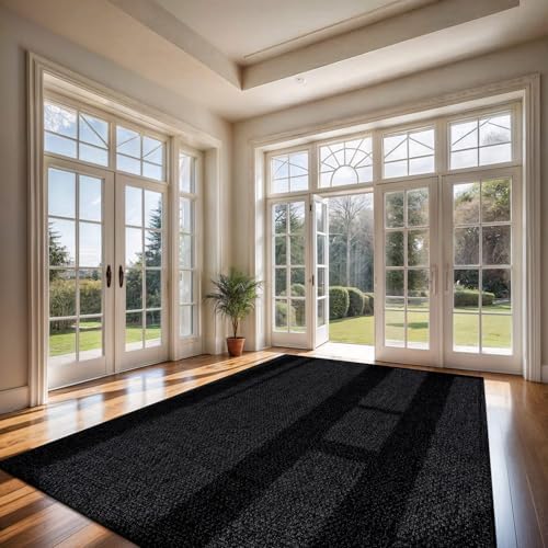 CAMILSON Easy Jute Rug 8x10, Indoor Outdoor Dark Gray Black Farmhouse Area Rugs for Living Room Patio and Kitchen Rug Solid Boho Woven Design Easy-Cleaning Washable Outside Carpet Alfombras (8 x 10) - Image 5