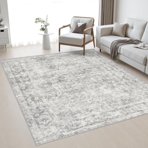 Area Rug Living Room: 4x4 Modern Washable Soft Carpet Black Grey by FXRHLP