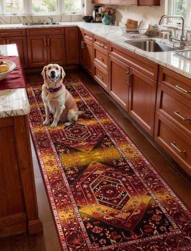 SERISSA 2'6"x8' Washable Non Slip Boho Runner Rug for Hallway - Image 2