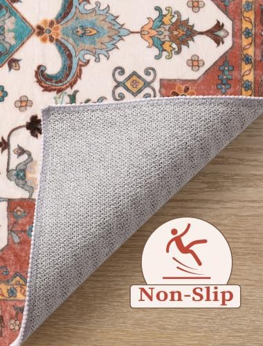 SERISSA 2'6"x10' Washable Non Slip Boho Runner Rug for Hallway，Orange - Image 3