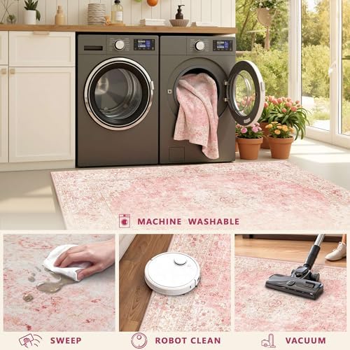 2'6"x8 Washable Hallway Runner Pink Rug for Kitchen Non Slip - Image 6