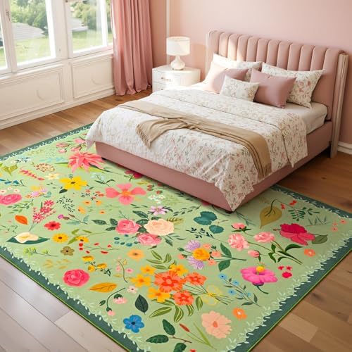 ISEAU Green Rug for Bedroom 4x6 Area Rugs for Kids Room Dorm Rug, Non Slip - Image 3