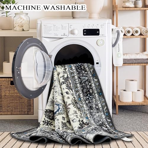 Ruaruarug Washable Area Rug 8×10 for Living Room, Ultra Soft, White Gray - Image 6