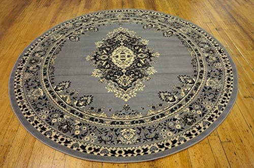 Unique Loom Reza Collection Traditional Persian Style Area Rug, 8' 0" x 8' 0", Gray/Ivory - Image 2