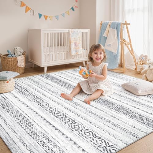 kakania Washable 10x14 Area Rug for Living Room: Boho Geometry Home Decor - Image 7