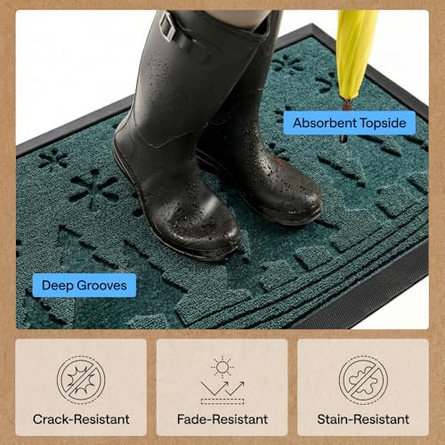 GORILLA GRIP WeatherMAX Door Mat, Indoor Outdoor, 29x17, Green Snowscape - Image 5