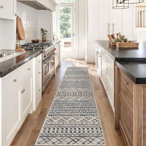KUTA Boho Runners for Hallways 2x8 Light Brown Black Washable Runner Rug - Image 3