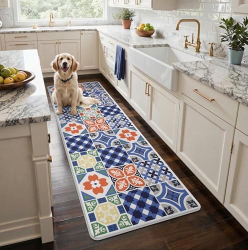 GENIMO Anti Fatigue Kitchen Mats for Floor 23"X71", Runner Rug, Blue by GENIMO
