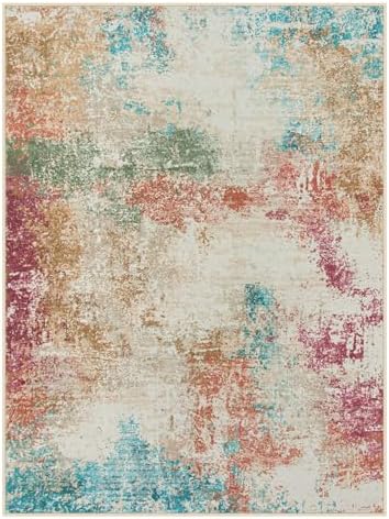 Lahome Abstract Area Rugs 9x12 for Living Room, Washable Ultra Thin Soft Bedroom Rug Stain Resistant, Multi Color Indoor Modern Large Floor Throw Carpet for Dining Room Playroom - Image 2