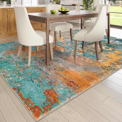 Lahome Modern Abstract 10x14 Area Rug for Living Room, Bedroom, Dining Room - Multicolor, Machine Made, Low Pile, Non Slip, Washable - Image 3