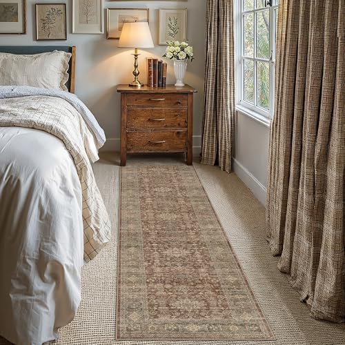 Washable Vintage Red Kitchen Runner Rug Set of 3 - Image 5