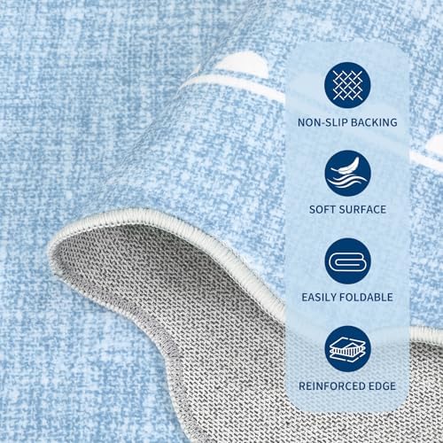 GarveeHome Scalloped Bow Rug 5x7 Washable Blue Rugs for Bedroom Living Room - Image 6