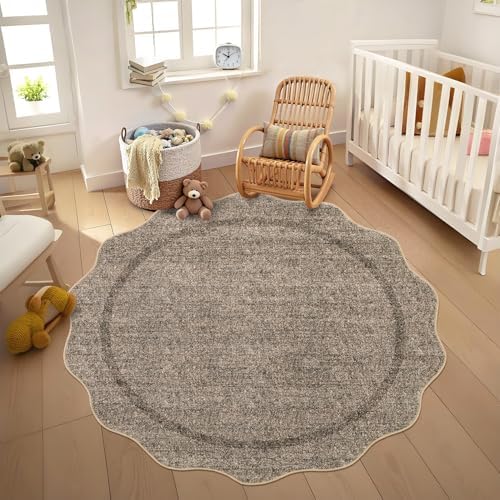 GarveeHome Scalloped Round Area Rugs Washable Small Round Rug 3ft Non-Slip - Image 7