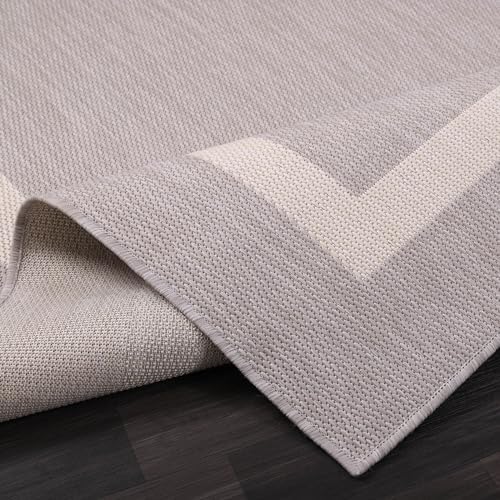 Luul Home Bordered Outdoor Rug 6x9 Washable Outside Carpet for Indoor Patio Porch Waterproof Easy Cleaning Non Shedding Area Rugs Gray 6 x 9 - Image 4