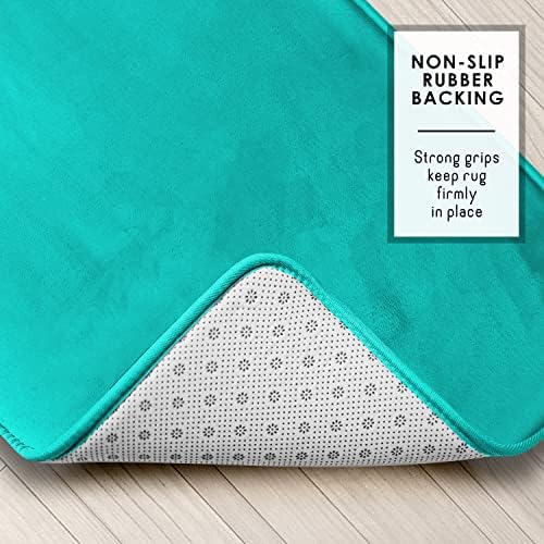 Clara Clark 2 Piece Bathroom Rugs, Velvet Memory Foam Bath Mat Set, Non-Slip Bath Rugs, Machine Wash, Dries Quickly, Ultra Soft Plush Bath Mats for Bathroom, 20 x 32 + Contour, Teal Blue - Image 4