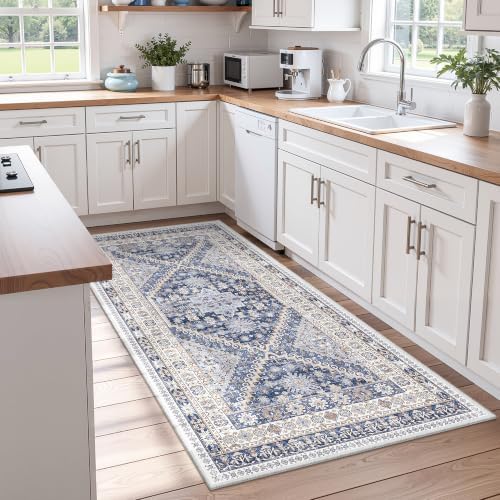 zesthome 3x6 Runner Rug Non Slip,Washable Hallway Runner Rug,Blue - Image 4