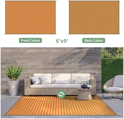 GENIMO Fall Decor Outdoor Rug, Plastic Rugs for Patio, 6'x9' Orange - Image 5