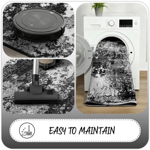 Black Round Rug 4ft Washable Circle Area Rugs for Entryway Kitchen - Image 6