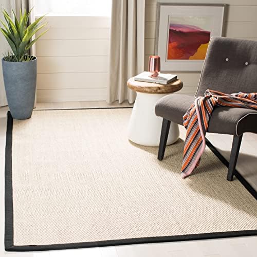 SAFAVIEH Natural Fiber Square Rug 4' Textured, Marble & Black NF143A by Unknown