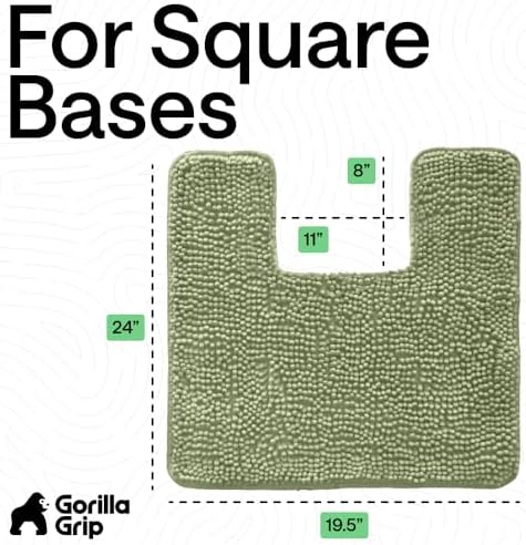 GORILLA GRIP Chenille Bath Rug Mat for Square Toilet Base, 24x19 Sage - Image 2