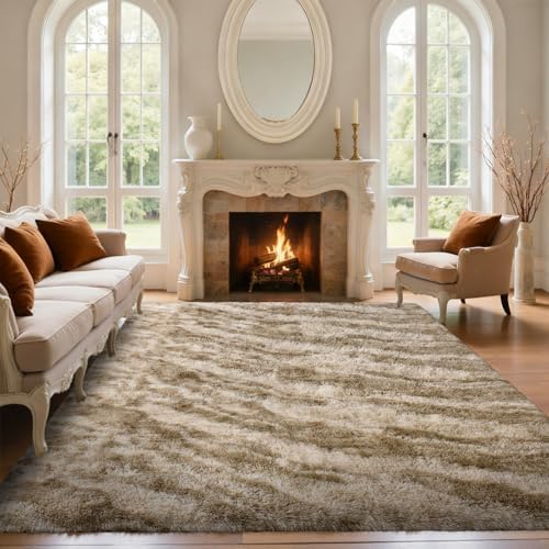 5x7 Feet Area Rugs for Living Room, Zebra Khaki Plush Fluffy Shaggy Bedroom Rugs Non-Slip, Ultra Soft Carpet for Nursery Kids PlayRoom Dorm Office Indoor - Image 2