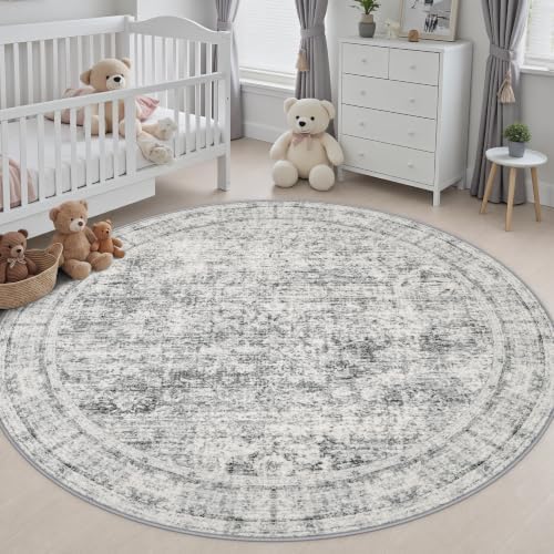 Round Area Rug Living Room: 8 ft Modern Washable Indoor Carpet - Image 5