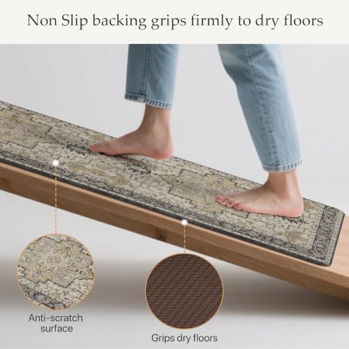 GENIMO Anti Fatigue Kitchen Mats for Floor 2PCS, Standing Rugs,Gold Black - Image 4