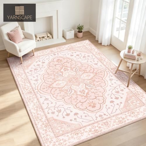 YARNSCAPE 5' x 7' Machine Washable Area Rug, Non-Slip Low-Pile Carpet - Image 3