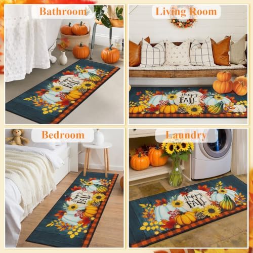 HEBE Fall Kitchen Rugs Set of 3, Washable Pumpkin Kitchen Mats for Floor - Image 6
