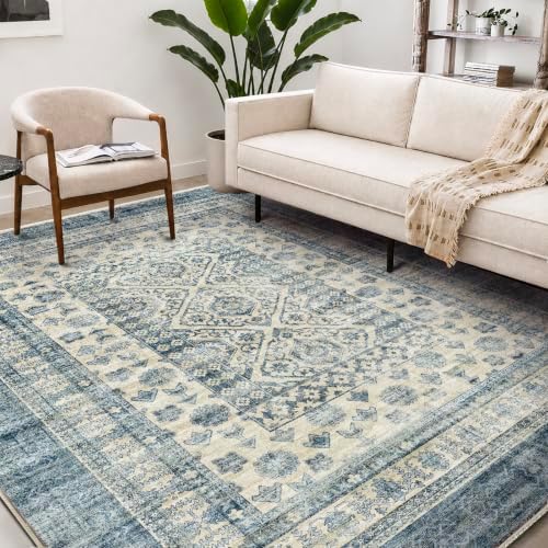 CHAMPLANT Washable Area Rug 9'x12' Retro Boho Design Non-Shedding Easy Care Ideal for High Traffic Areas in Living Room Bedroom Office Coffee Table Kitchen Large Carpet - Image 2