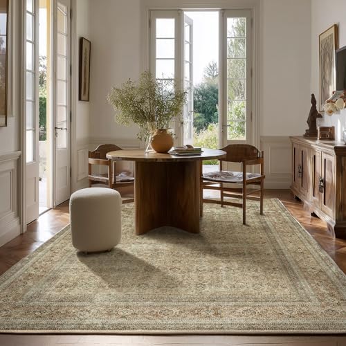 palohom 10x14 Area Rug Washable Rugs: Large Living Room Rug Stain Resistant Non Slip Distressed Vintage Low Pile Faux Wool Soft Rugs for Bedroom Farmhouse Dining Room Nursery Indoor - Image 6