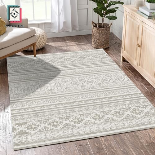 RUGSURE Washable Area Rugs 5' x 7' - 1/6 Thick - Moroccan-Inspired -Stain & Water Resistant Non-Slip - Resistant Rug for Living Room, Bedroom, Nursery, Pet & Child Friendly (Grey) - Image 4