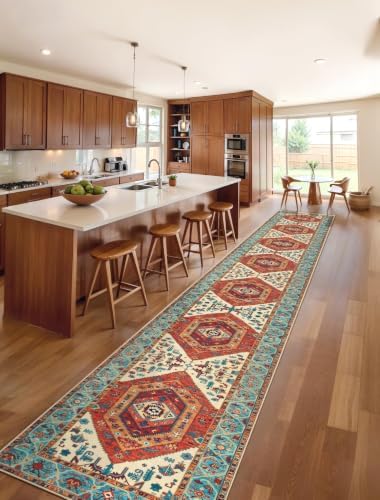 SERISSA 2'6"x18' Washable Non Slip Boho Runner Rug for Hallway，Orange - Image 2