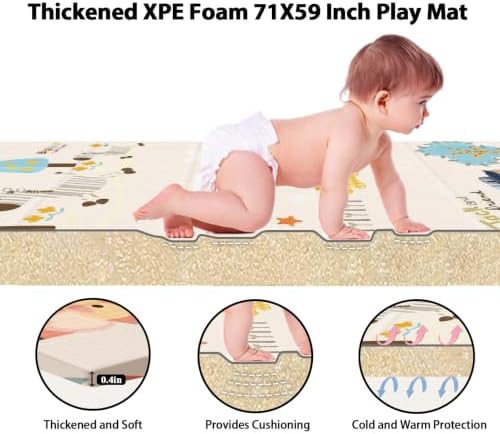 XVISHX Baby Play Mat, 71 x 59 Inch Play Mat Perfect for Use Baby Playpen, Foldable Baby Foam Playmat for Floor, Portable Waterproof Activity PlayMats for Babies, Infants and Toddlers - Image 2