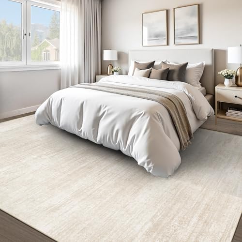 pmtsns Area Rugs 8x10 for Living Room: Washable Rug Modern Abstract Neutral Soft Non-Slip Low-Pile Indoor Large Carpet for Bedroom Dining Room Playroom Home Office (Beige, 8'x10') - Image 2