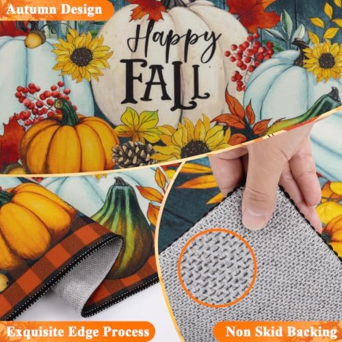 HEBE Fall Kitchen Rugs Set of 3, Washable Pumpkin Kitchen Mats for Floor - Image 3