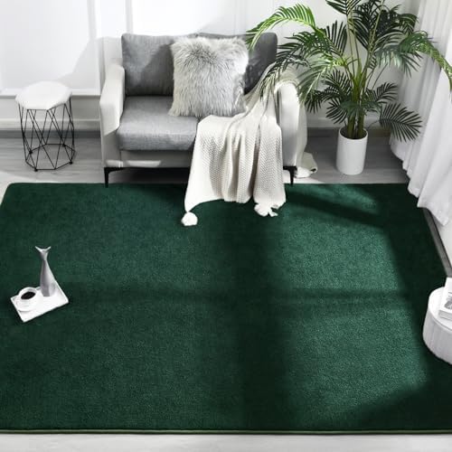 FlyDOIT Area Rugs for Bedroom Living Room, 5x8 Dark Green Super Soft Comfy Thickened Memory-Foam Indoor Carpets, Modern Aesthetic Minimalist Carpet for Boys Girls Adults Apartment Nursery Home Décor - Image 2