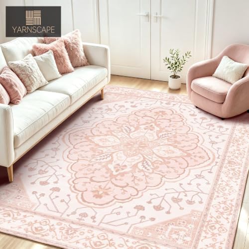 YARNSCAPE 5' x 7' Machine Washable Area Rug, Non-Slip Low-Pile Carpet - Image 2