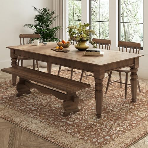 4x6 Reddish Brown Washable Area Rug for Living Room, Vintage Print - Image 4