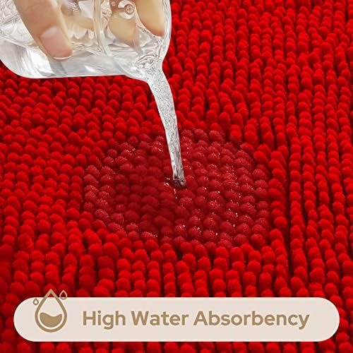 HOMEIDEAS Bathroom Rugs Set of 3, Super Soft Absorbent Chenille Bath Rugs - Image 5