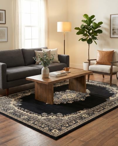Unique Loom Reza Collection Area Rug - Washington (3' 1" x 5' 3" Rectangle Black/Gray) - Image 3